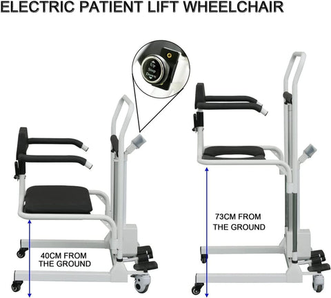Electric Patient Lift Chair - 180° Split Seat, Shower & Commode Chair for Elderly & Disabled, 150KG Capacity