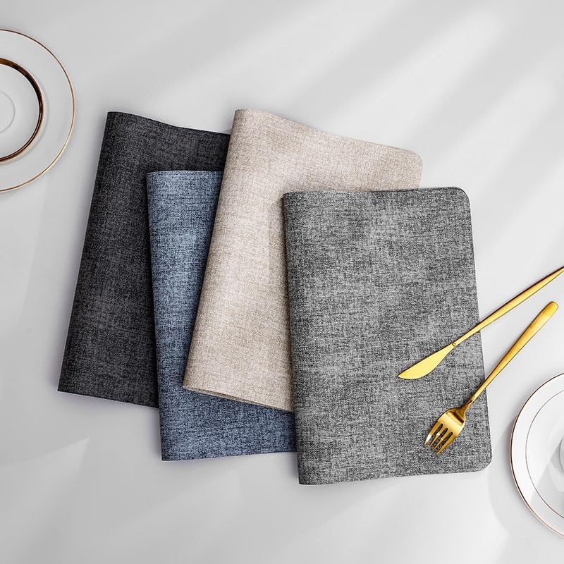 PVC Non Slip Heat-Resistant Placemats for Dining Table Waterproof Stain Resistant Wipeable Table Mat Non-Slip Easy Clean Place Mat for Kitchen Table (10Pc Set)