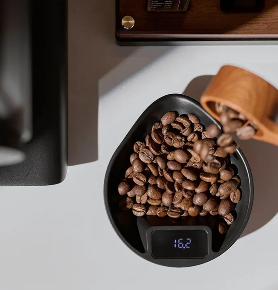 Olmecs 0.1g Precision Coffee dosing Scale with Timer – up to 3kg Digital Scale for Pour-Over, Espresso, French Press, Kitchen Use