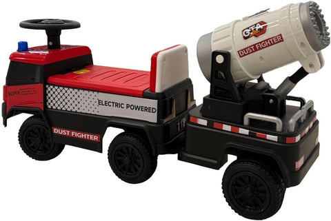 VLRA Kids Ride-On Spray Car, Red and Black, with Water Gun, Steering Wheel, LED Lights, Kids Emergency Vehicle Design 1-3 years