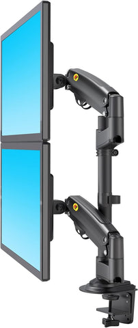 H180 Dual Screen Desktop Mount - Adjustable Monitor Arm for 22" to 32" Screens - Ergonomic Stand for 2 Monitors, Full Motion Swivel, Tilt, and Rotation - Black