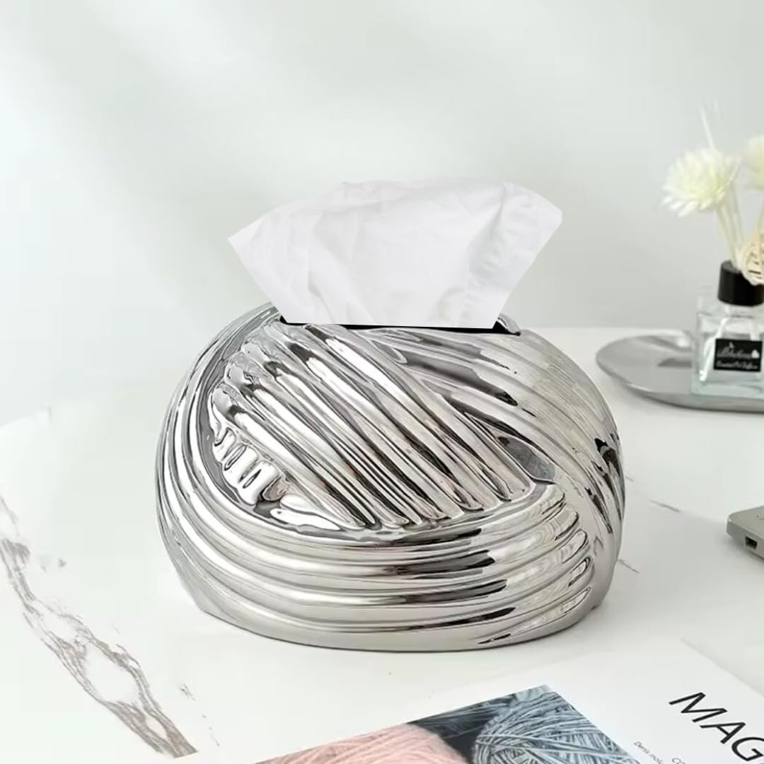 Liying Ceramic Rope Design Tissue Box (Silver)