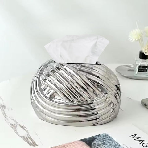 Liying Ceramic Rope Design Tissue Box (Silver)