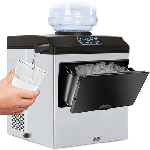 2 in 1 Ice Maker Machine with Cold Water Dispenser, 12pcs S/M/L Size Ice Cube ready in 10 Minutes,