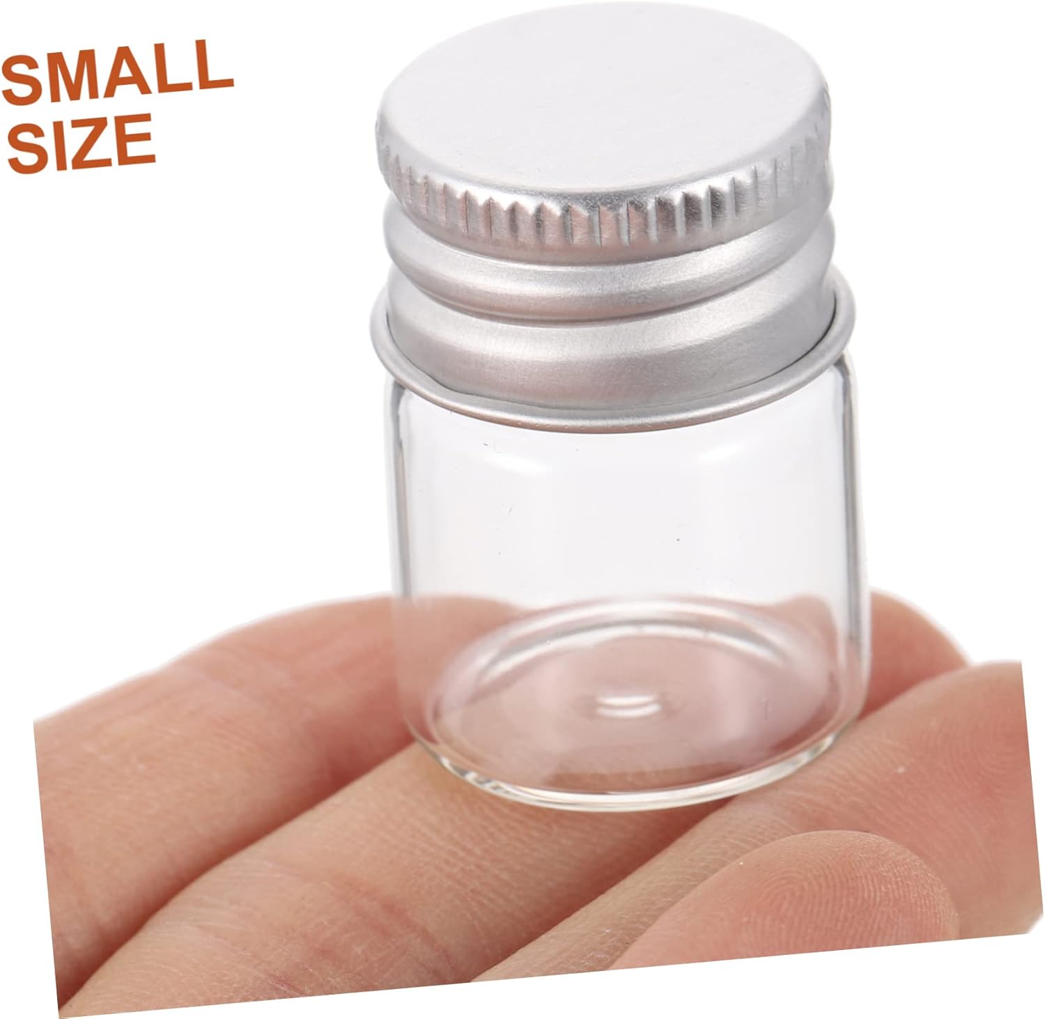 Willow Set of 12 Mini Wide Mouth Glass Bottles 5 ml Empty Decorative Glass Bottles with Aluminium Screw Cap