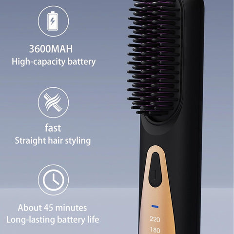 Hair Straightener Brush, Portable Straightening Brush for Travel