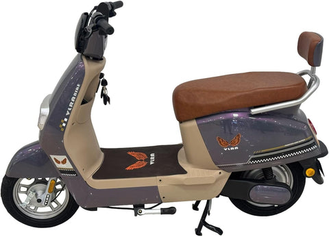 VLRA 48V20AH Mobility Scooters, Galaxy Purple and Beige, Digital Display Panel, Brown Leather Seat, 60 speed，