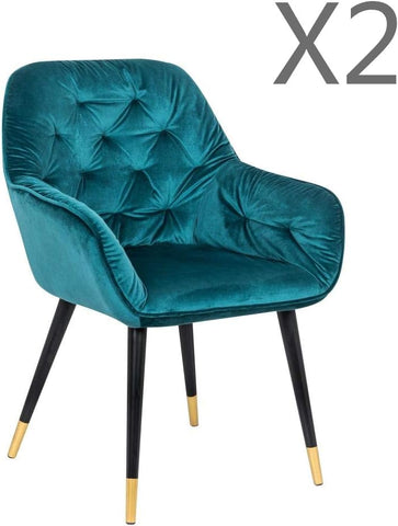 Olmecs Peacock Green Velvet Dining Room and Sofa chair Set of (2)