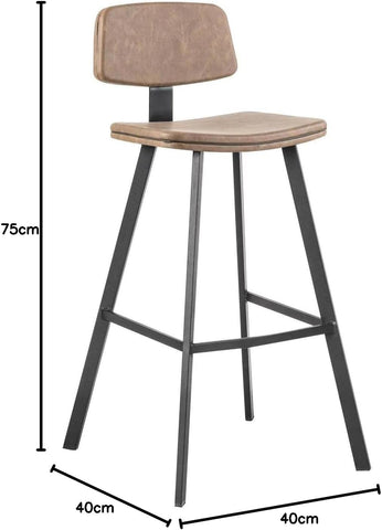 Olmecs PU Leather Bar Stools Set of 2 Brown Office Cocktail High Chair
