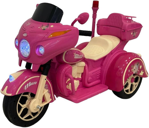 VLRA Kids Ride On Electric Motorcycle, Battery Powered, with LED Lights, Music Player, Storage Compartment, 3-Wheel Desig