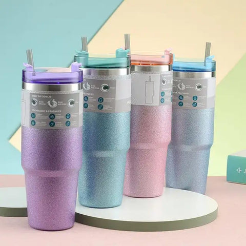 Liying 30 oz S.Tumbler with Handle and Straw Insulated Cup Travel (Green)