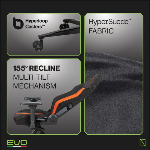 Navodesk APEX AIR, Ergonomic Gaming Chair (EVO PRO - HyperSuede, Flaming Orange)