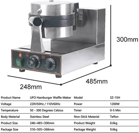 Olmecs Stainless Steel Round Pancake Making Machine with Temperature Time Control for Quick Meals,Burgers, Sandwich