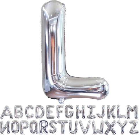 Willow 40 Inch Large Helium Silver Letter for Birthday Party Anniversary Valentine's Day Supplies