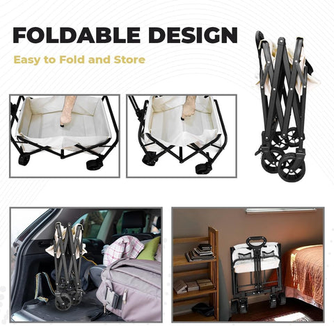 Olmecs 100KG Garden Trolley - Utility Transport Cart, Shopping Wagon with Wheels, Beach & Festival Trolley for Camping, Trips