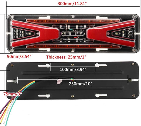 Olmecs Rear Brake Lights 12V / 24V Flowing Rear Tail Light Turn Signal Brake Reverse Lamp For Trailer Truck Lorry Bus RV Camper Bus Indicator Lamp