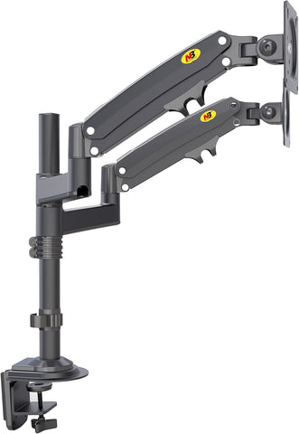 H180 Dual Screen Desktop Mount - Adjustable Monitor Arm for 22" to 32" Screens - Ergonomic Stand for 2 Monitors, Full Motion Swivel, Tilt, and Rotation - Black