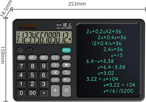 12 Digits Desktop Calculator with Large Hand-Writing LCD Notepad