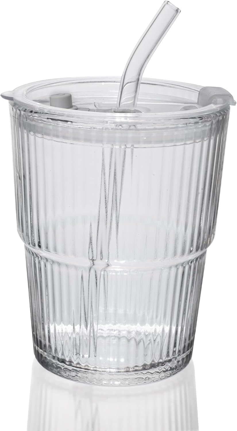 Liying 350ml Glass Coffee Tumbler with Straw and Lid Sealed Carry on