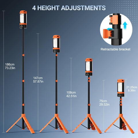 Rechargeable 10000 Mah Camping Light with Stand, Telescoping Camping Light for Power Outages