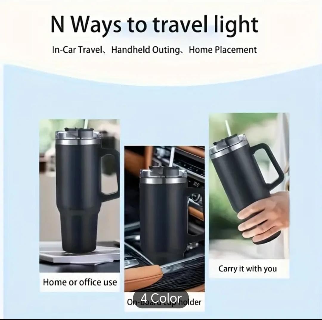 Liying 40 oz S.Tumbler with Handle and Straw Insulated Cup Travel (Black)