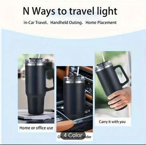 Liying 40 oz S.Tumbler with Handle and Straw Insulated Cup Travel (Black)