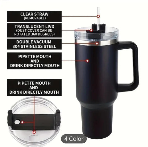 Liying 40 oz S.Tumbler with Handle and Straw Insulated Cup Travel (Black)