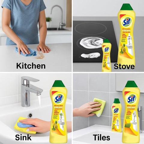 Swish Super Sif Scouring Cream Cleaner, Lemon 4 x 500ml