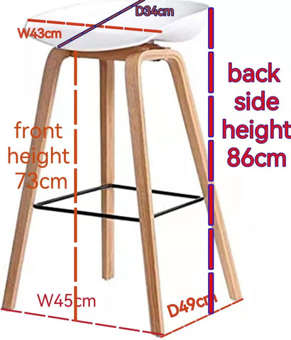 Olmecs Plastic Counter High Chair Modern Barstool for Bar Table Wooden (white, black)