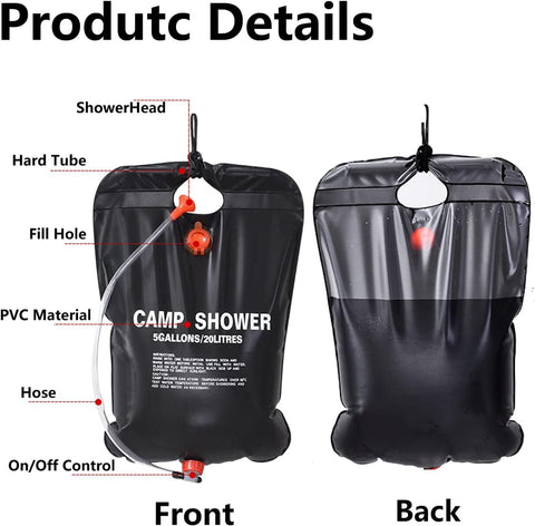 Portable Shower Bag – 5 Gallons/20 Litres | Outdoor Camping Shower for Hiking