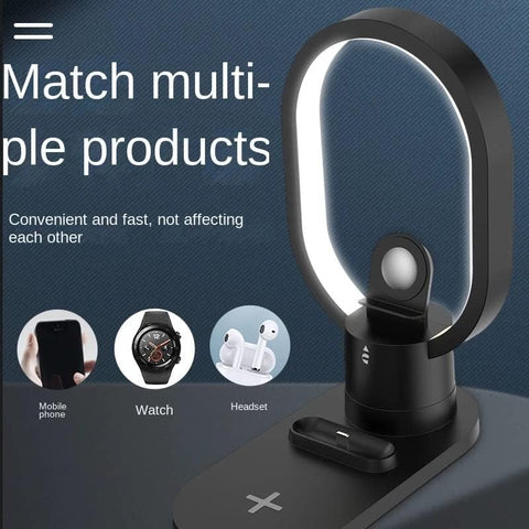 15W Magnetic 4 In 1 Wireless Charger Stand Bedside Night Light Compatible With Smart Phones Eye Protection Night Lamp Charger.