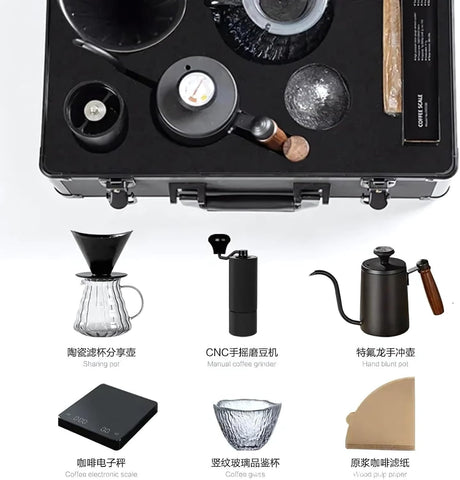Premium Portable Pour-Over Coffee Maker Set – Complete Travel Brewing Kit for Coffee Enthusiasts (10 Pcs Set)
