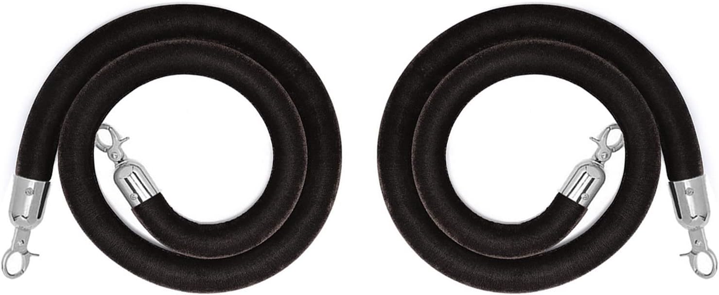 2 Pack Velvet Stanchion Rope , Crowd Control Ropes Barrier with Silver ...
