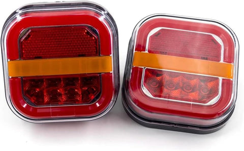 Olmecs Led Tail Light 2pcs 12V-24V Square 4inch LED Tail Light Licesen Plate Taillight Turn Signal For Trailer Bus Pickup
