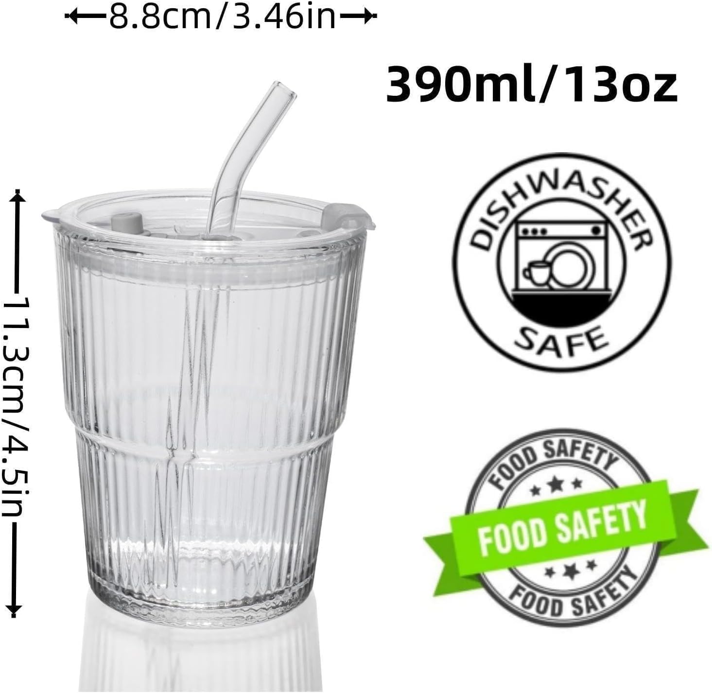 Liying 350ml Glass Coffee Tumbler with Straw and Lid Sealed Carry on