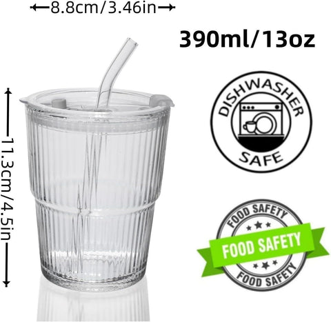 Liying 350ml Glass Coffee Tumbler with Straw and Lid Sealed Carry on