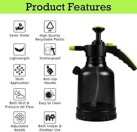 2.5L Hand Pump Pressure Sprayer Bottle – Garden Plant Mister, Adjustable Nozzle