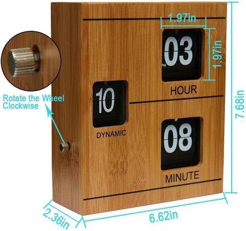 Olmecs Bamboo Retro Flip Down Table Clock