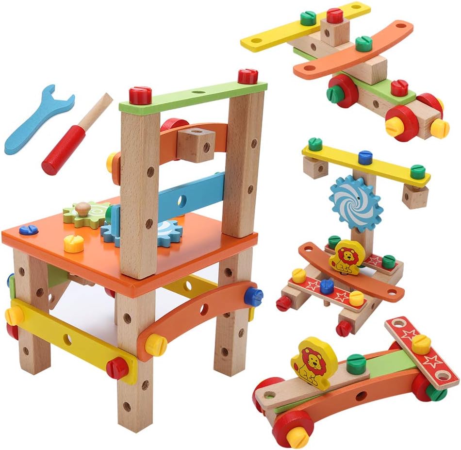 emma Wooden Multifunctional Assembling Chair Toy for Kid Child Learning Intelligent Toys