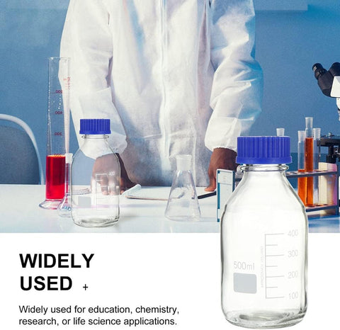 Willow 6pcs 500ml Glass Round Media Reagent Bottle Laboratory Chemical Bottle with Scale