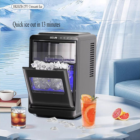 Countertop Ice Maker, Crescent-Shaped Ice, 12kg per 24 Hours, 1.8L Tank, Quick Ice in 13 Minutes, 32dB Low Noise