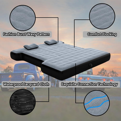 Premium Inflatable Truck Bed Air Mattress with Pump, Pillows & Carry Bag