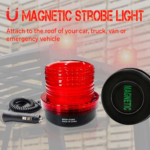 Olmecs Rotating Warning Strobe Light with 64 LED,12-24V Beacon Magnetic Emergency Flashing Warning Safety Lights for Construction Vehicles