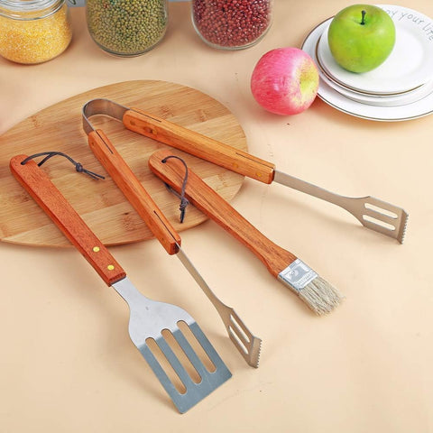 19 PCS Wooden Handle Barbecue Tool Sets Multi-functional Outdoor BBQ Grill Barbecue Accessories