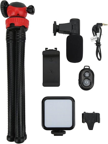 Cellphone Vlog Microphone Kit/Video Kit for Phone with Metal Microphone and Filllight