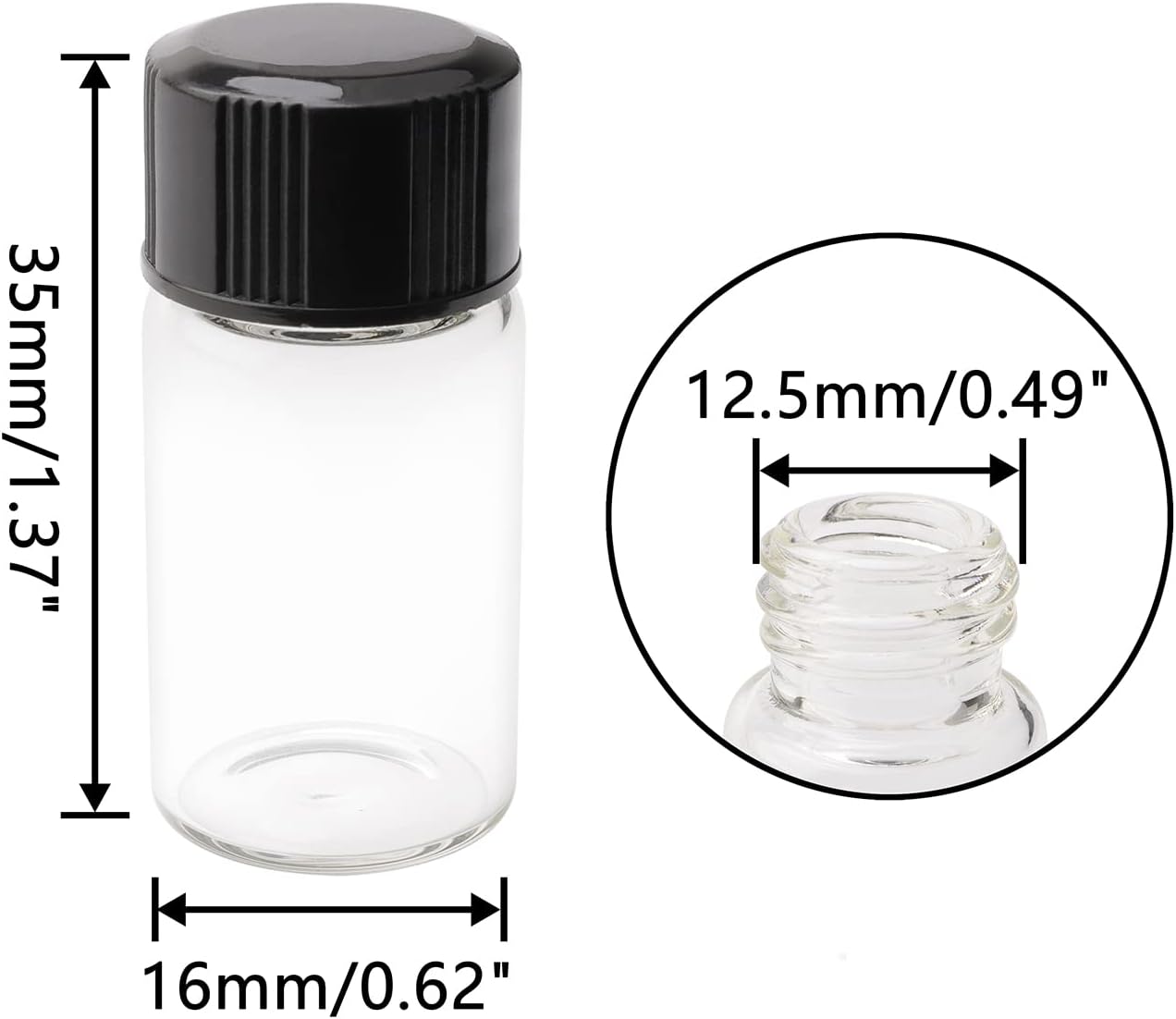 Sampling Glass Willow Clear Liquid Sampling Glass Bottles with Black Screwcap 3ml (36 ...