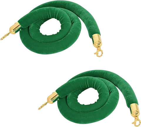 2 pcs Velvet Stanchion Rope, Crowd Control Rope Barrier with Polished Gold Hooks - Olmecs