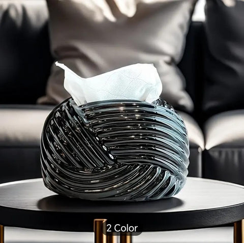 Liying Ceramic Rope Design Tissue Box (Black)