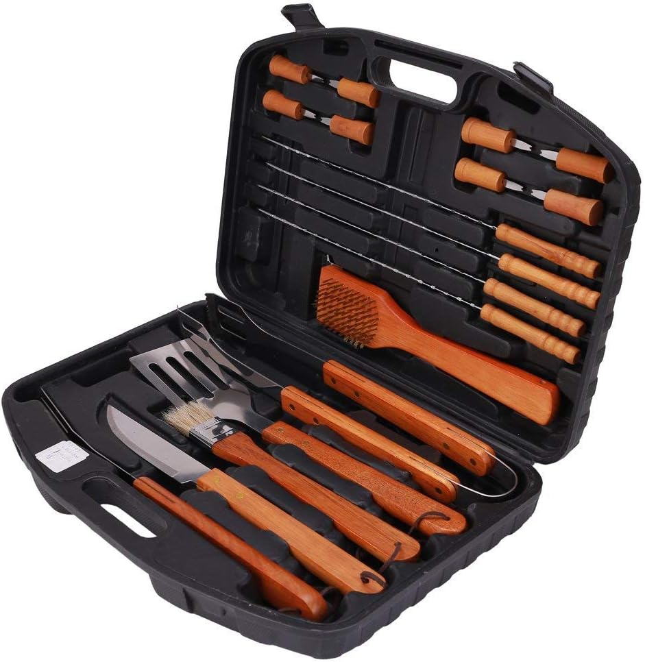 19 PCS Wooden Handle Barbecue Tool Sets Multi-functional Outdoor BBQ Grill Barbecue Accessories