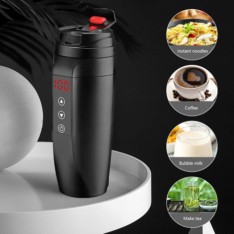 Olmecs Electric Kettle Mug Stainless Steel Bottle 450ML with 25-100℃ Temperature Control for Coffee Tea Milk
